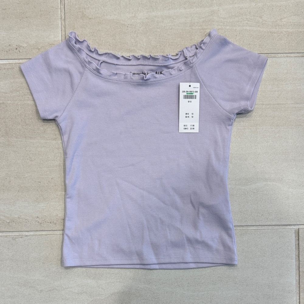 abercrombie kids Light Lavender Ruffle-Trim Short Sleeve Tee
